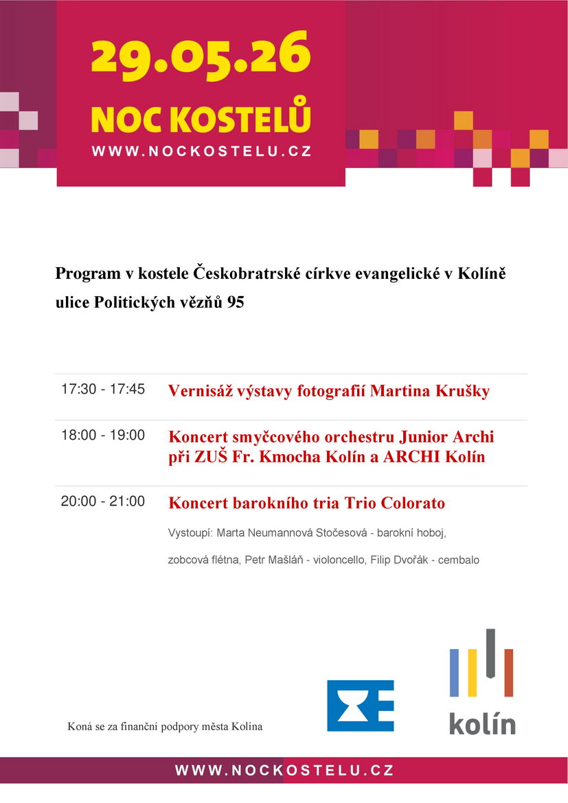 Noc kostelů Kolín 2026